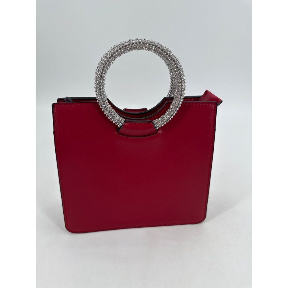 Topshop Red Square Handbag With Rhinestone Handles & Detachable Strap - Picture 2 of 13